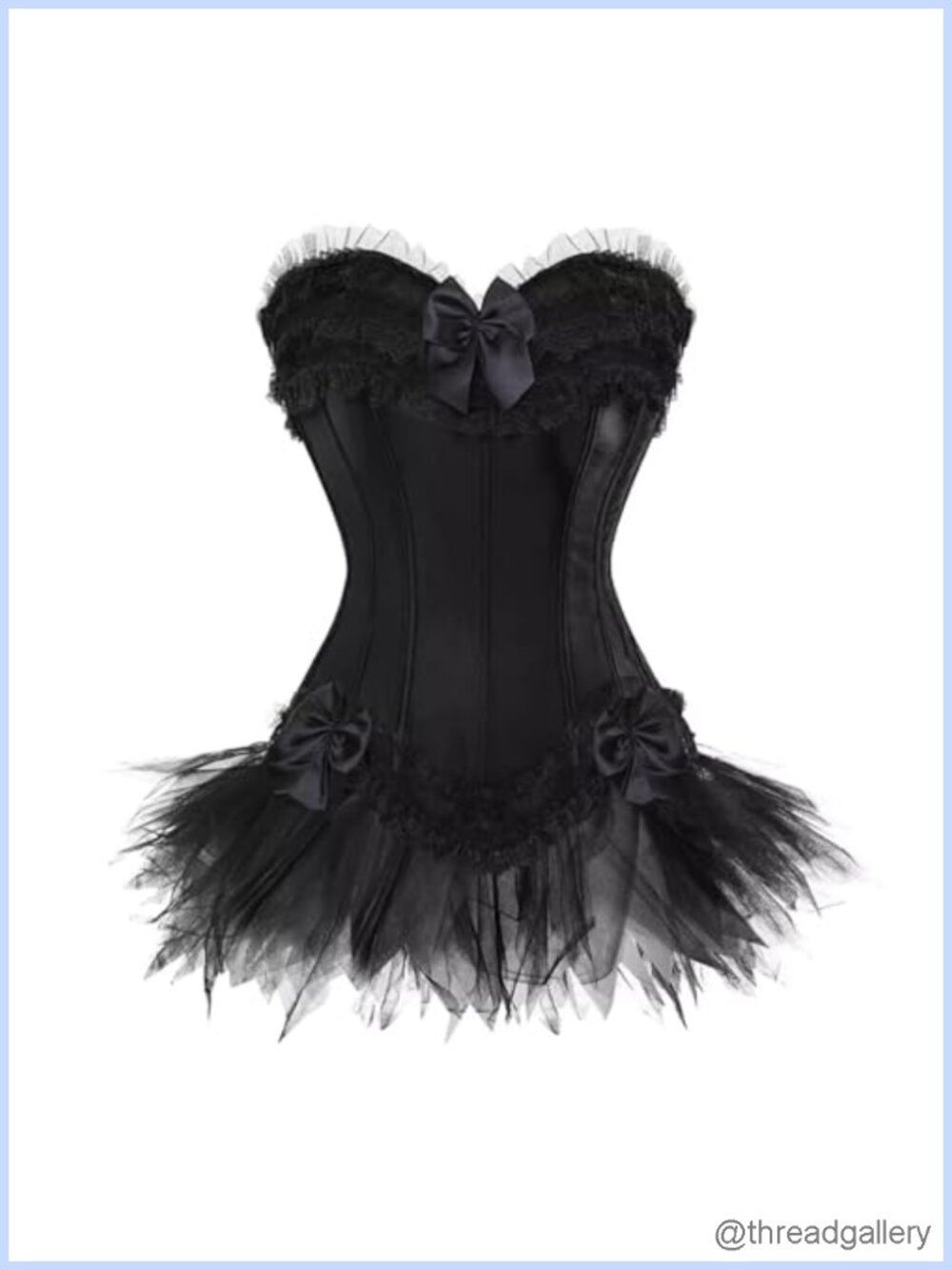 Satin Corset Bustier Top with Tutu Skirt Boned Burlesque Showgirl Costume